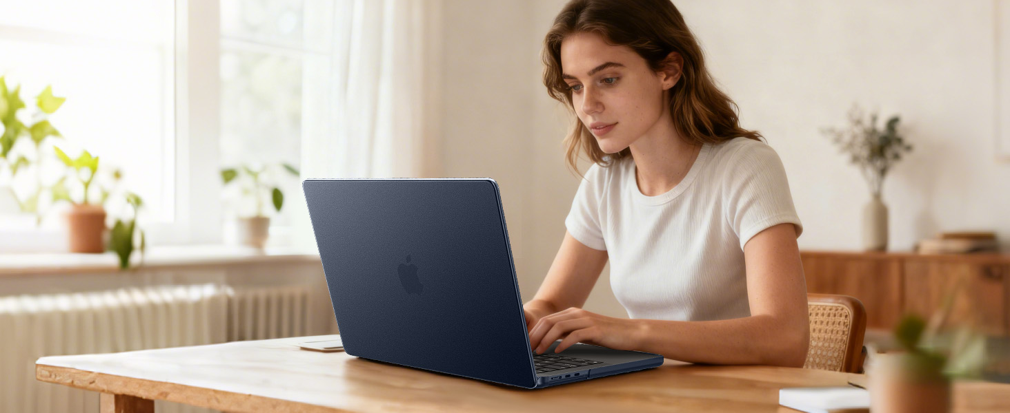 EooCoo Case for MacBook Air M5 13 inch Cover M4-M2 2026-2022 Match Midnight | Compatible for Apple Mac Air 13.6" M5 M4 M3 M2 Invisible Original Texture Frosted Hard Shell Laptop Protection Accessories - Image 4