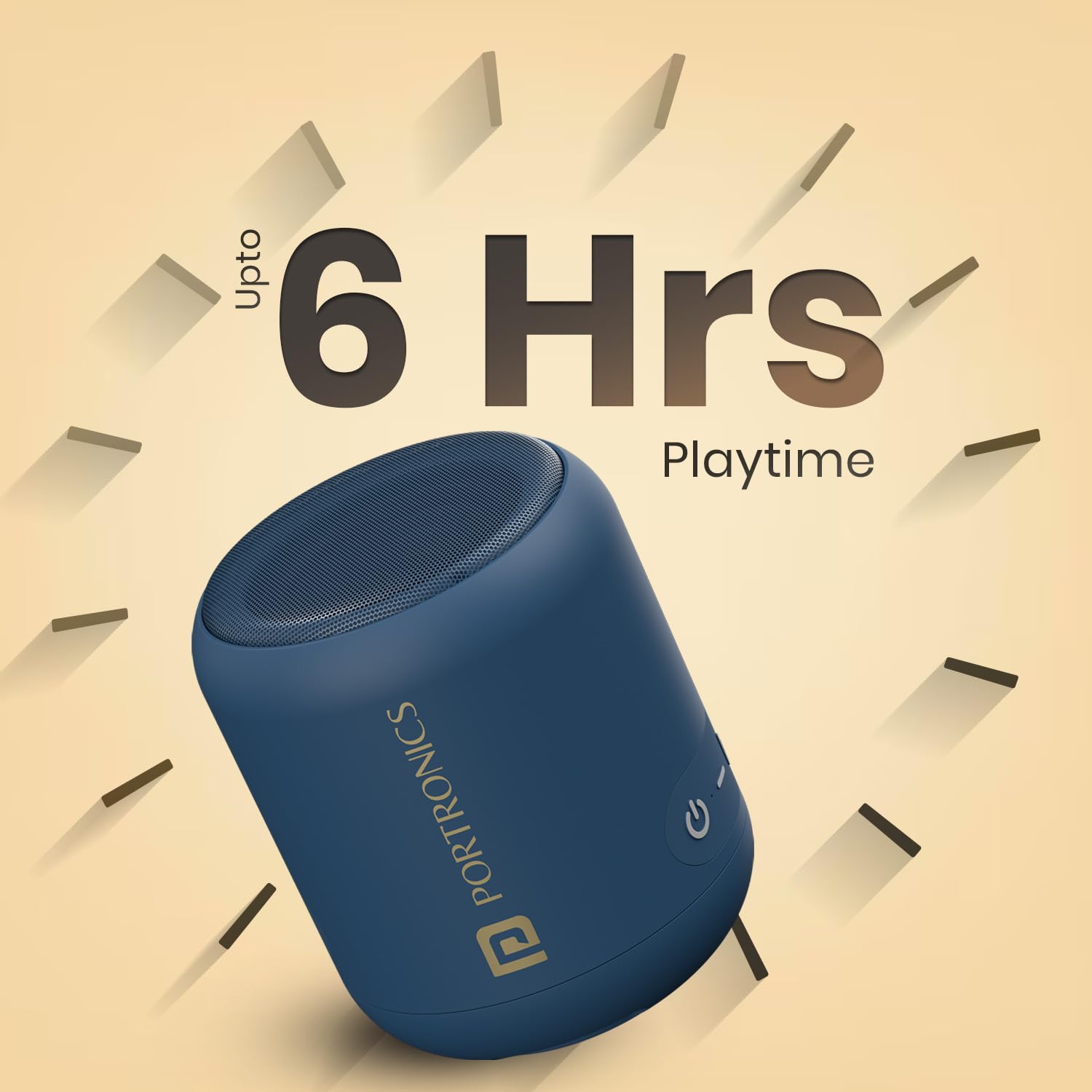 Portronics SoundDrum 1 12W TWS Portable Bluetooth Speaker with Powerful Bass, Bluetooth 5.3V, 360° Surround Sound, USB Drive in, Type C Fast Charging(Blue) - Image 3