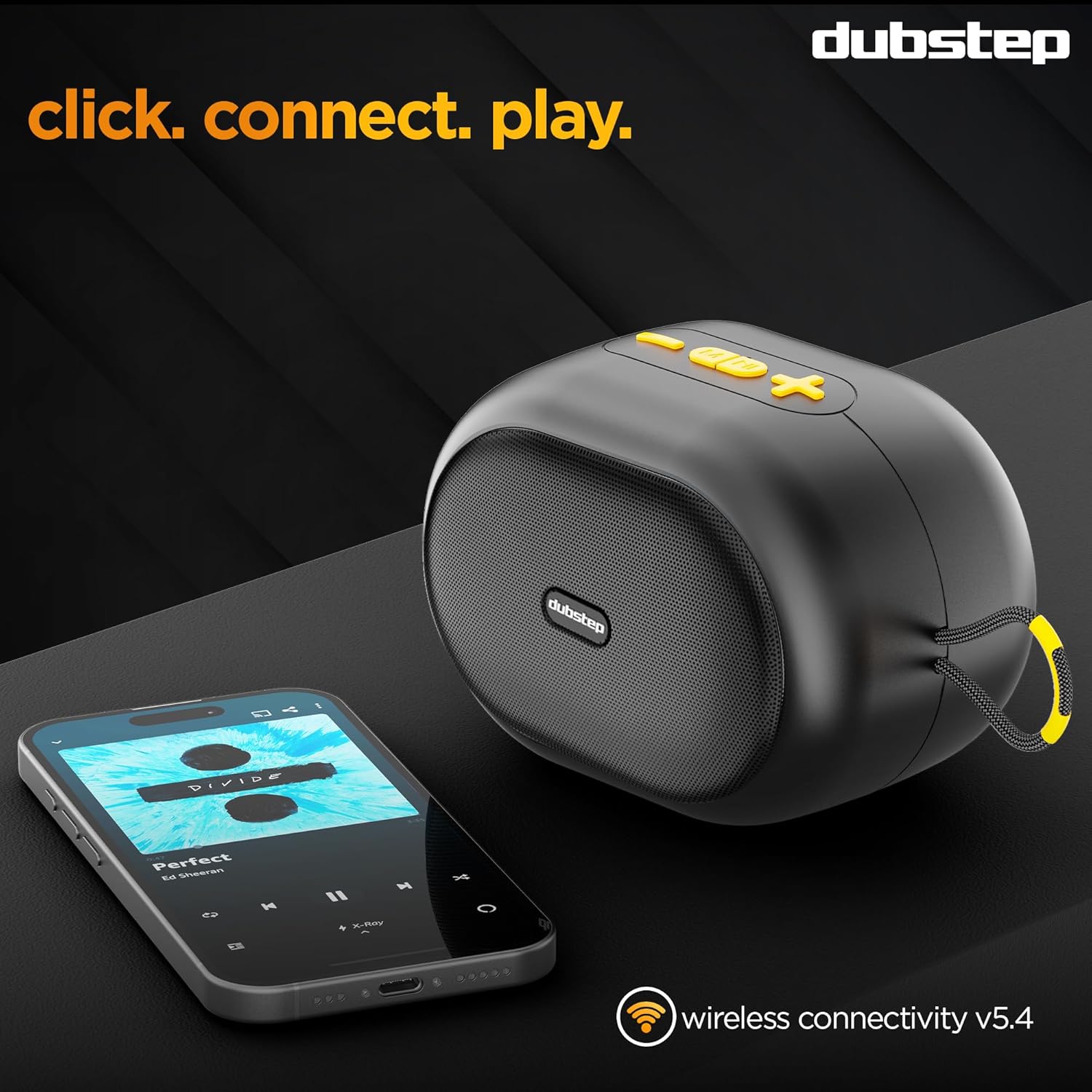 Dubstep Pop 1200 Portable Bluetooth Speaker | 12W Loud Sound, Deep Bass with XBASS, 16 Hrs Playtime, TWS Stereo Pairing, 52mm Driver, Splash-Resistant, Carry Strap (Black) - Image 2