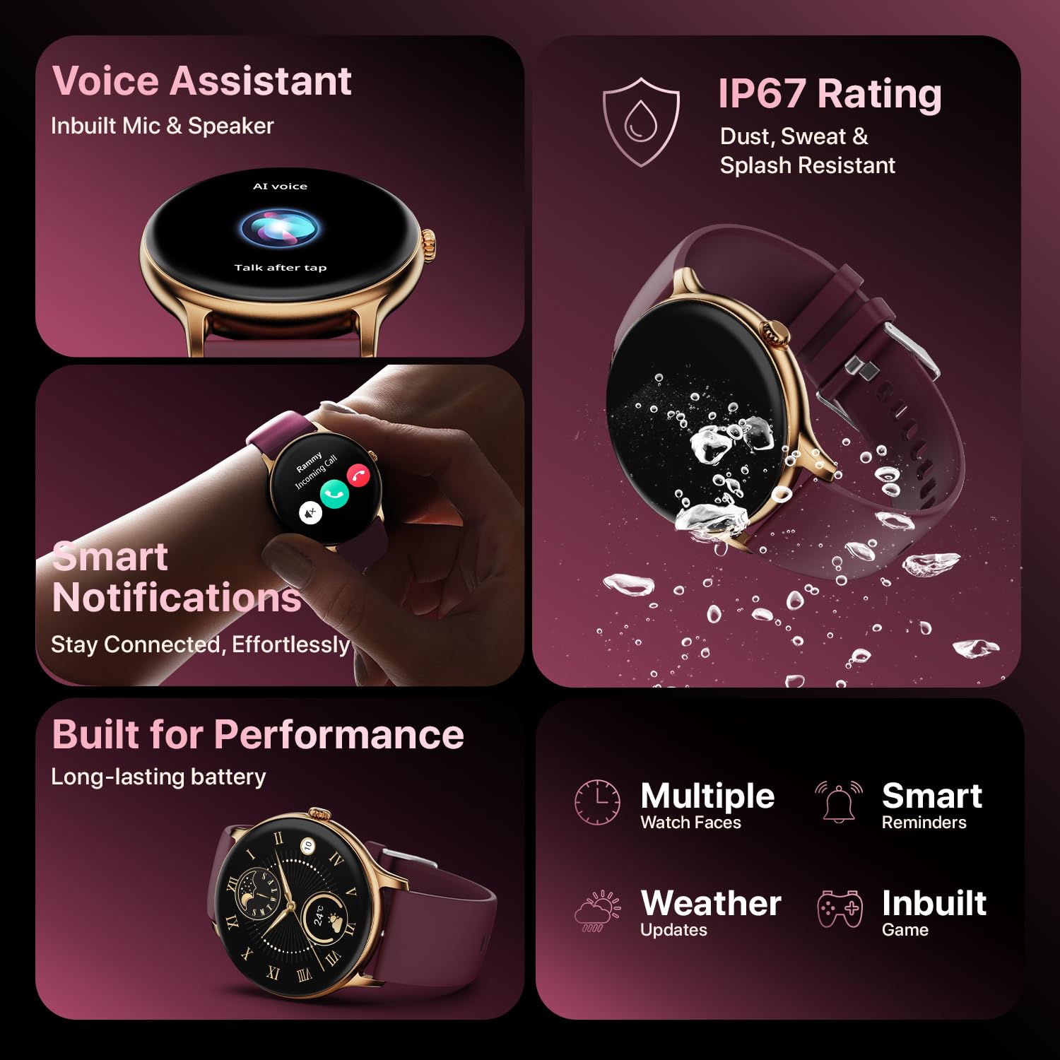 Fire-Boltt Phoenix Pro Round Smart Watch 1.39" HD Display with Bluetooth Calling, AI Voice Assistant, SpO2 & Heart Rate Monitor, 120+ Sports Modes, IP67 Waterproof Smartwatch for Men & Women - Brown - Image 4