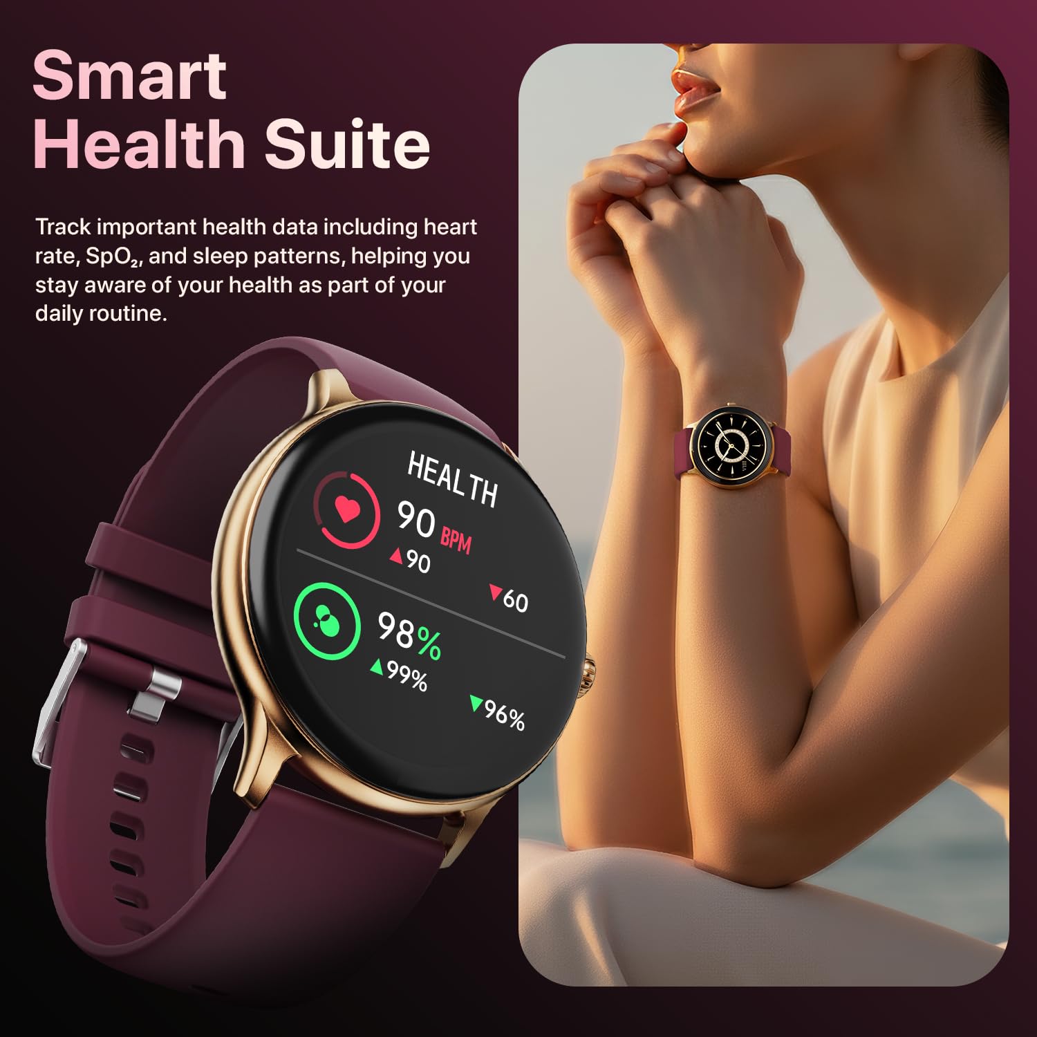 Fire-Boltt Phoenix Pro Round Smart Watch 1.39" HD Display with Bluetooth Calling, AI Voice Assistant, SpO2 & Heart Rate Monitor, 120+ Sports Modes, IP67 Waterproof Smartwatch for Men & Women - Brown - Image 6