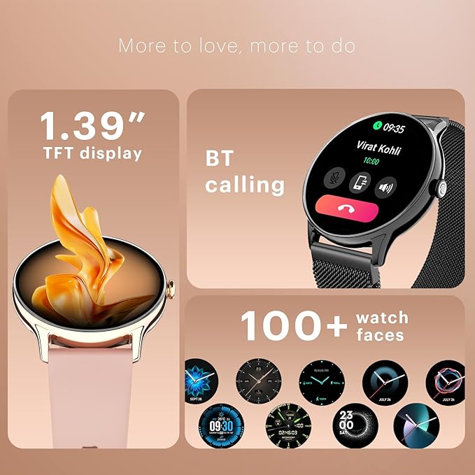 Noise Twist Go Round dial Smartwatch with BT Calling, 1.39" Display, Metal Build, 100+ Watch Faces, IP68, Sleep Tracking, 100+ Sports Modes, 24/7 Heart Rate Monitoring (Gold Link) - Image 7