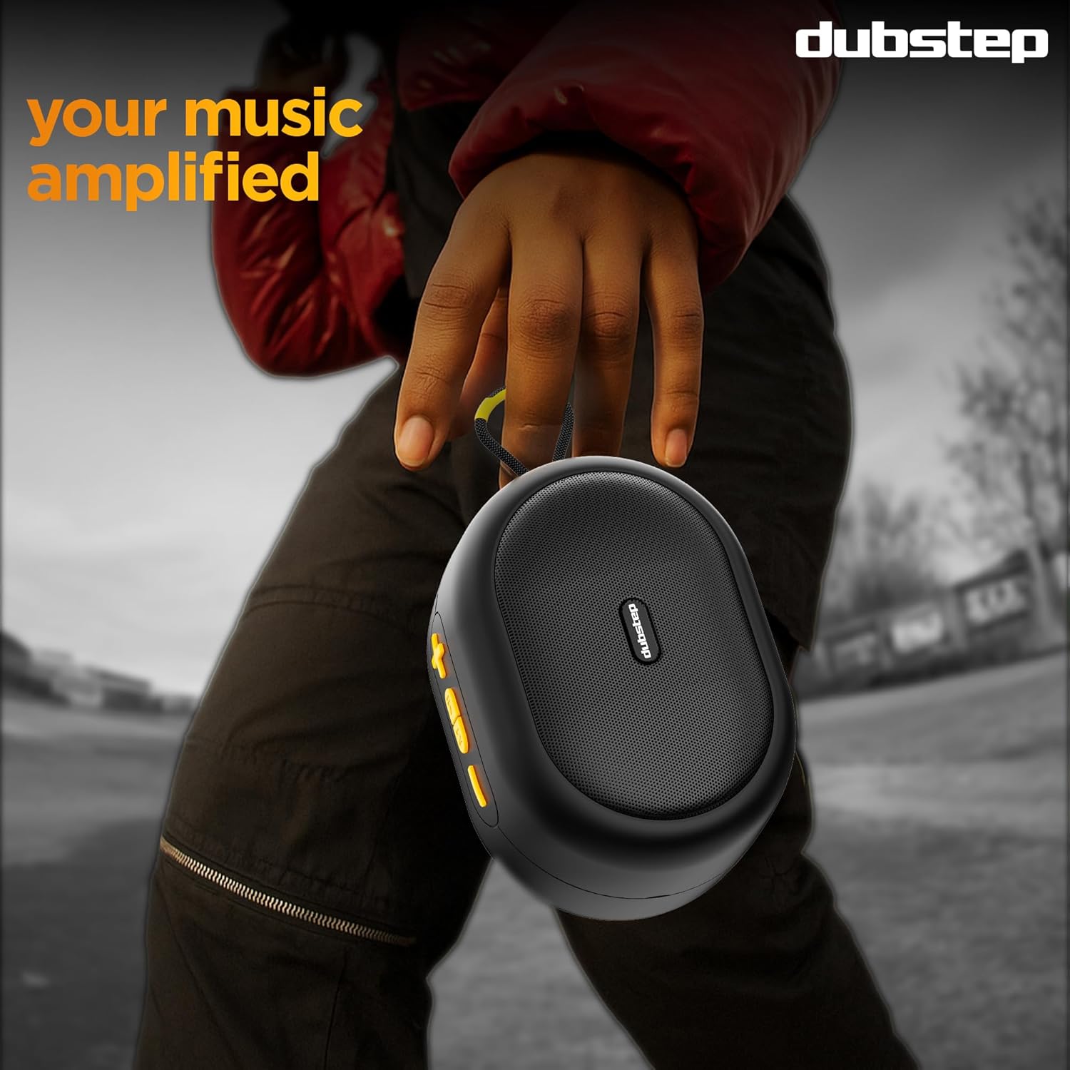 Dubstep Pop 1200 Portable Bluetooth Speaker | 12W Loud Sound, Deep Bass with XBASS, 16 Hrs Playtime, TWS Stereo Pairing, 52mm Driver, Splash-Resistant, Carry Strap (Black) - Image 4