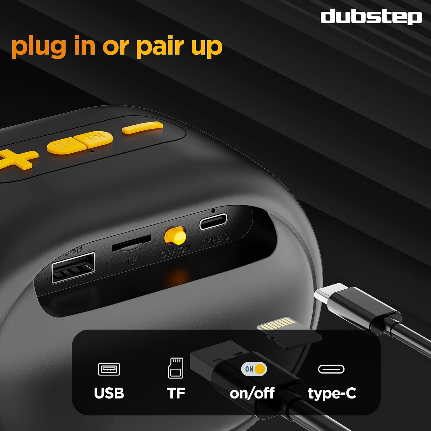Dubstep Pop 1200 Portable Bluetooth Speaker | 12W Loud Sound, Deep Bass with XBASS, 16 Hrs Playtime, TWS Stereo Pairing, 52mm Driver, Splash-Resistant, Carry Strap (Black) - Image 3