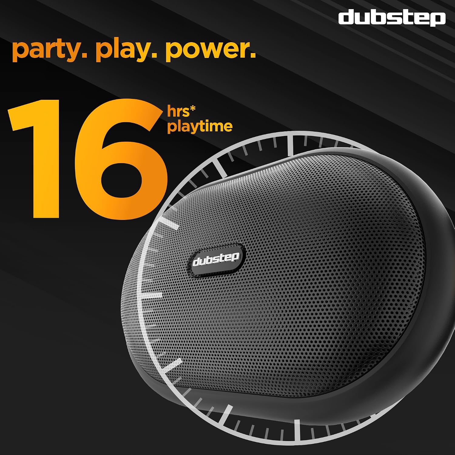 Dubstep Pop 1200 Portable Bluetooth Speaker | 12W Loud Sound, Deep Bass with XBASS, 16 Hrs Playtime, TWS Stereo Pairing, 52mm Driver, Splash-Resistant, Carry Strap (Black) - Image 5