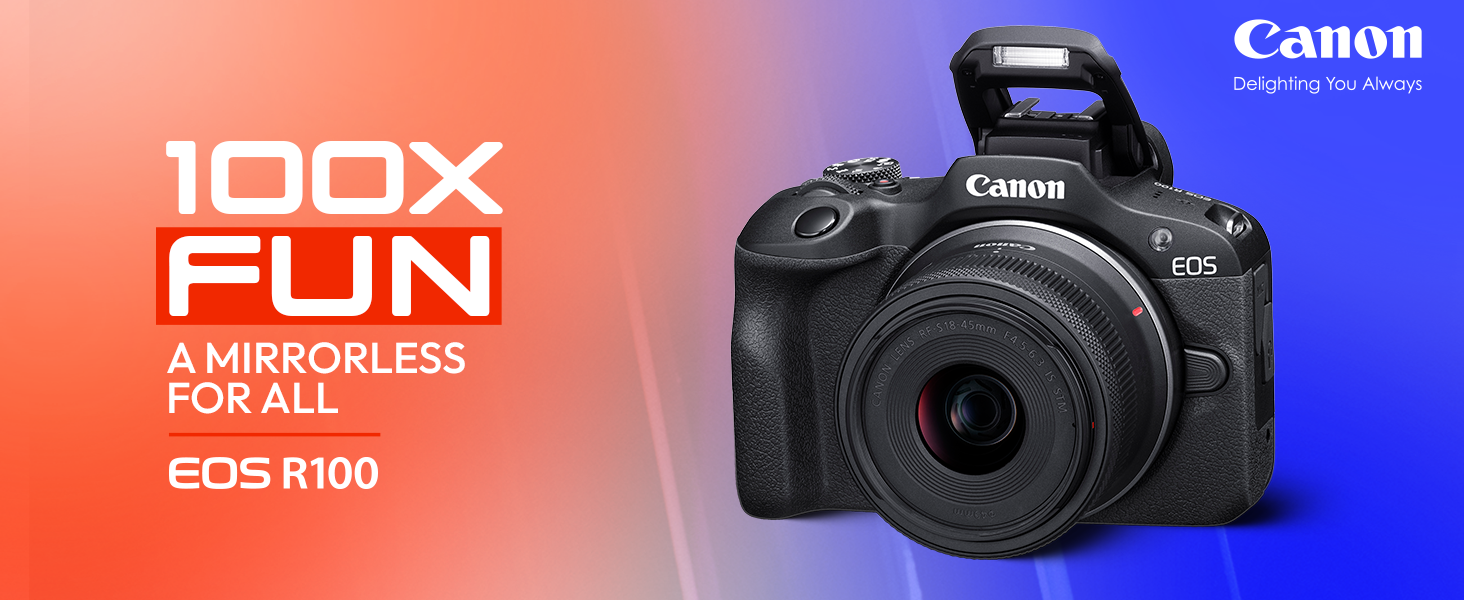 Canon EOS R100 24.1 MP Mirrorless Camera (Black) with RF-S18-45mm f/4.5-6.3 is STM Optical Zoom Lens | 4k Video - Image 2